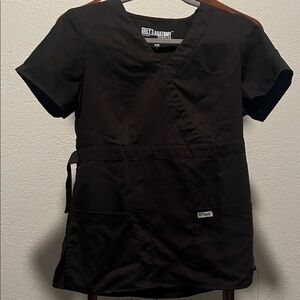 Grey's Anatomy Black Scrub Top with Wrap Design